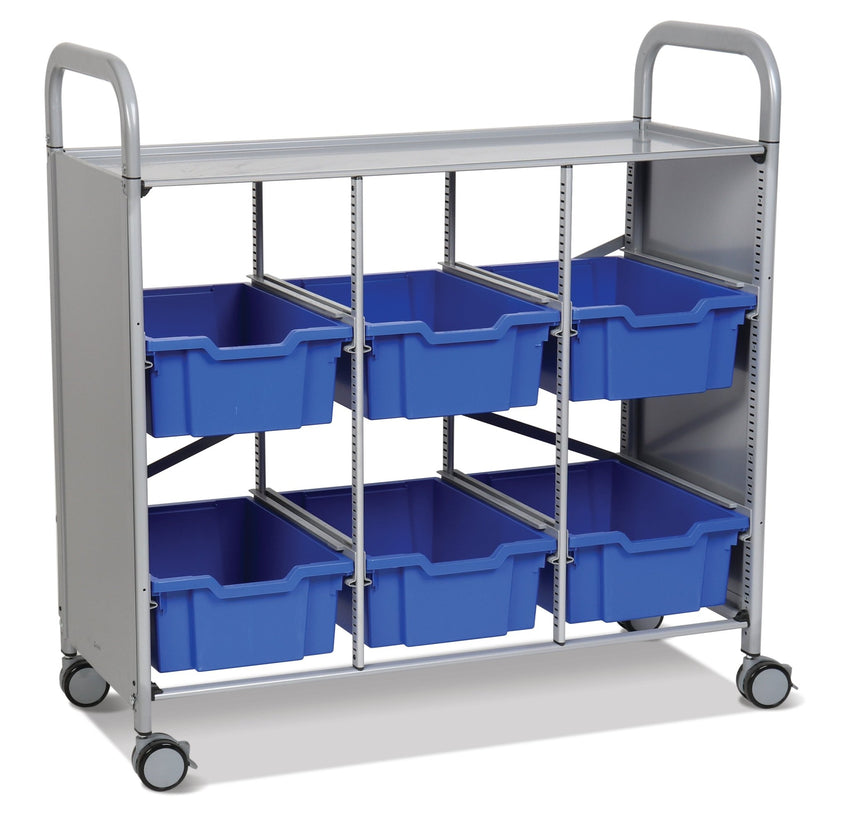 Gratnells Callero Library Cart in Silver with 6 Deep F2 Trays (GRA - SSET1644) - SchoolOutlet