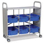 Gratnells Callero Library Cart in Silver with 6 Deep F2 Trays (GRA - SSET1644) - SchoolOutlet