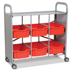 Gratnells Callero Library Cart in Silver with 6 Deep F2 Trays (GRA - SSET1644) - SchoolOutlet