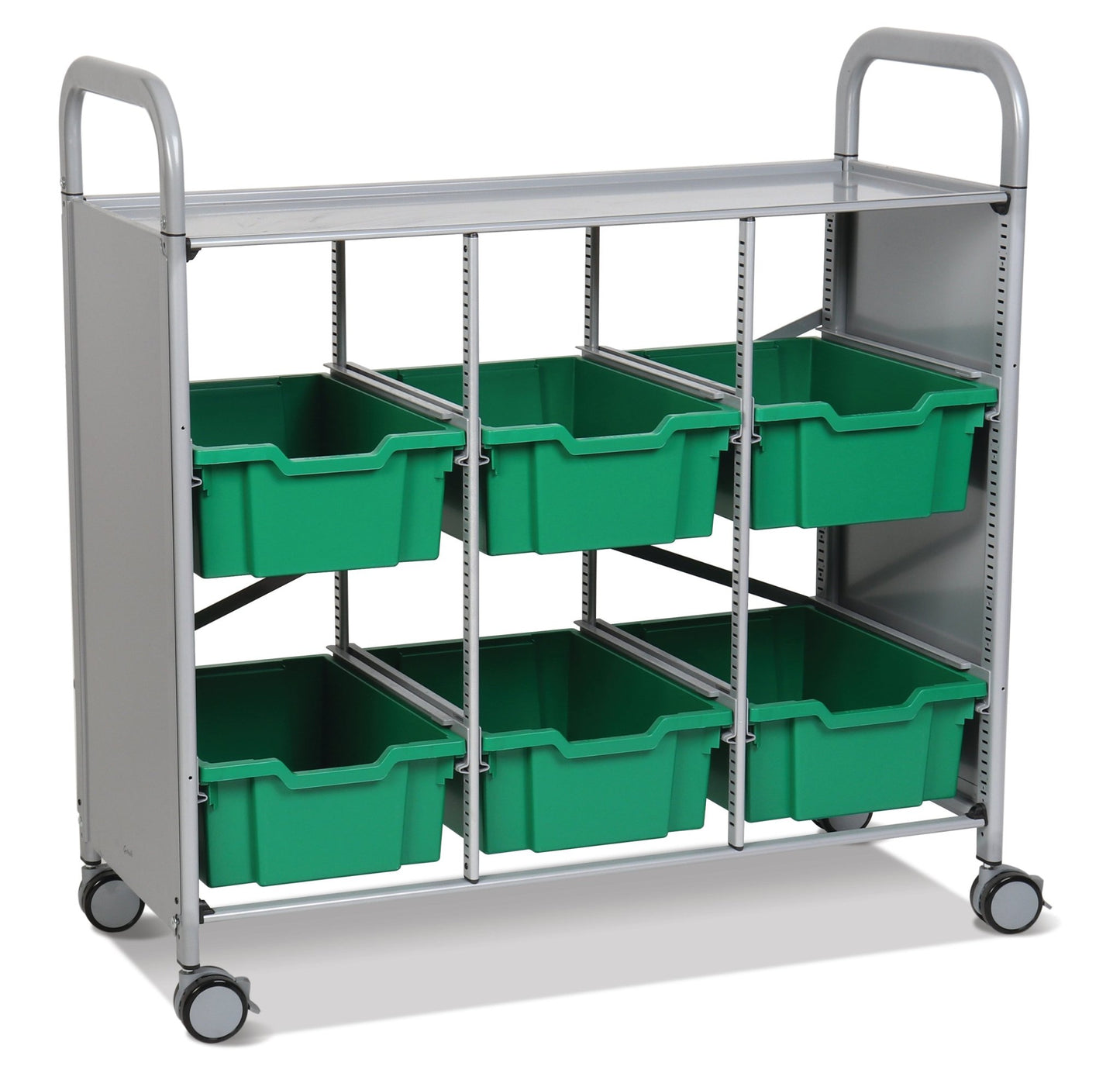Gratnells Callero Library Cart in Silver with 6 Deep F2 Trays (GRA - SSET1644) - SchoolOutlet