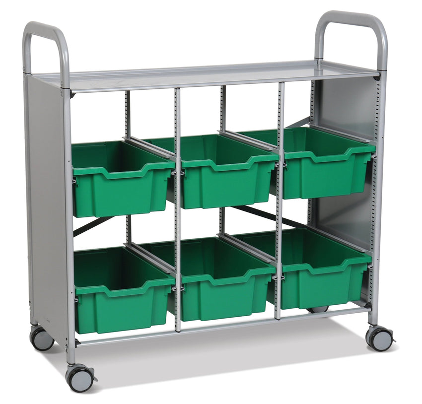 Gratnells Callero Library Cart in Silver with 6 Deep F2 Trays (GRA - SSET1644) - SchoolOutlet