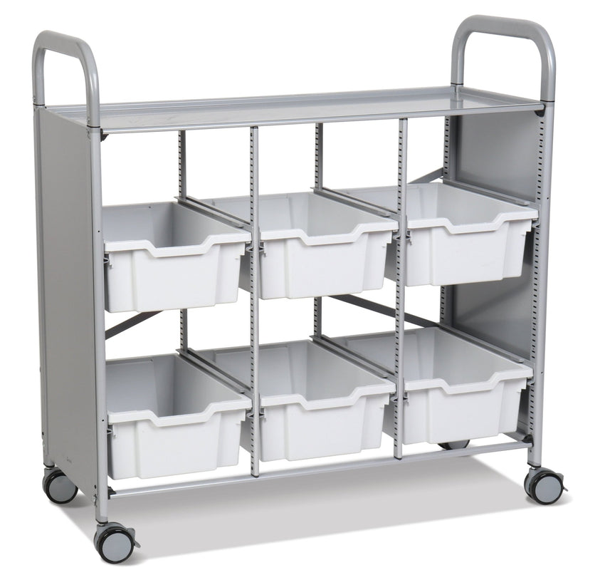Gratnells Callero Library Cart in Silver with 6 Deep F2 Trays (GRA - SSET1644) - SchoolOutlet