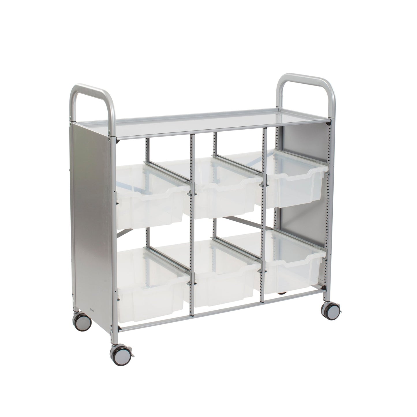 Gratnells Callero Library Cart in Silver with 6 Deep F2 Trays (GRA - SSET1644) - SchoolOutlet
