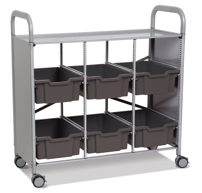 Gratnells Callero Library Cart in Silver with 6 Deep F2 Trays (GRA - SSET1644) - SchoolOutlet
