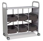 Gratnells Callero Library Cart in Silver with 6 Deep F2 Trays (GRA - SSET1644) - SchoolOutlet