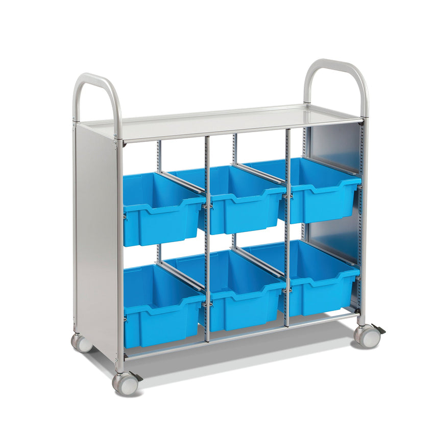 Gratnells Callero Library Cart in Silver with 6 Deep F2 Trays (GRA - SSET1644) - SchoolOutlet