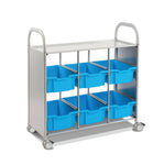 Gratnells Callero Library Cart in Silver with 6 Deep F2 Trays (GRA - SSET1644) - SchoolOutlet