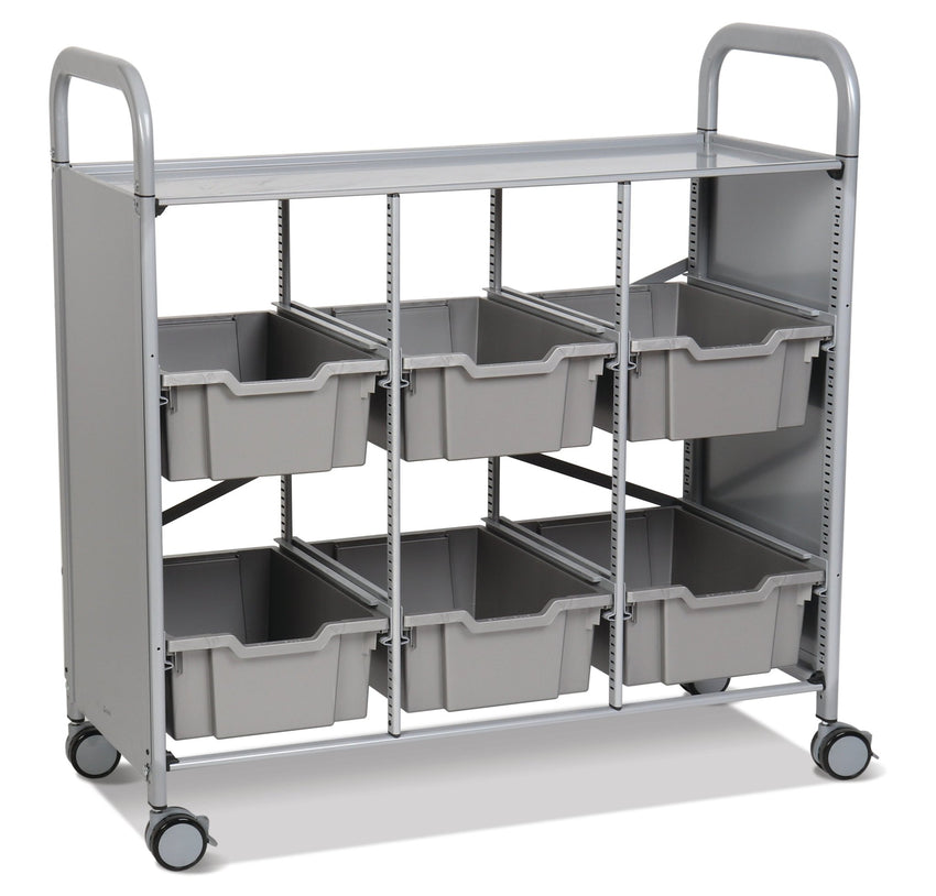 Gratnells Callero Library Cart in Silver with 6 Deep F2 Trays (GRA - SSET1644) - SchoolOutlet