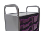 Gratnells Callero Double Cart in Silver with 8 Shallow Trays & 4 Deep Trays (GRA - SSET1844) - SchoolOutlet