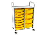 Gratnells Callero Double Cart in Silver with 8 Shallow Trays & 4 Deep Trays (GRA - SSET1844) - SchoolOutlet