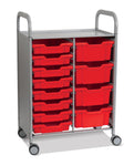 Gratnells Callero Double Cart in Silver with 8 Shallow Trays & 4 Deep Trays (GRA - SSET1844) - SchoolOutlet