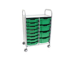 Gratnells Callero Double Cart in Silver with 8 Shallow Trays & 4 Deep Trays (GRA - SSET1844) - SchoolOutlet