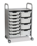 Gratnells Callero Double Cart in Silver with 8 Shallow Trays & 4 Deep Trays (GRA - SSET1844) - SchoolOutlet