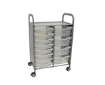 Gratnells Callero Double Cart in Silver with 8 Shallow Trays & 4 Deep Trays (GRA - SSET1844) - SchoolOutlet