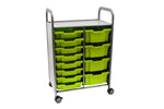 Gratnells Callero Double Cart in Silver with 8 Shallow Trays & 4 Deep Trays (GRA - SSET1844) - SchoolOutlet
