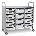 Gratnells Callero Triple Cart in Silver with 16 Shallow Trays & 4 Deep Trays (GRA - SSET2144) - SchoolOutlet