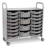 Gratnells Callero Triple Cart in Silver with 16 Shallow Trays & 4 Deep Trays (GRA - SSET2144) - SchoolOutlet