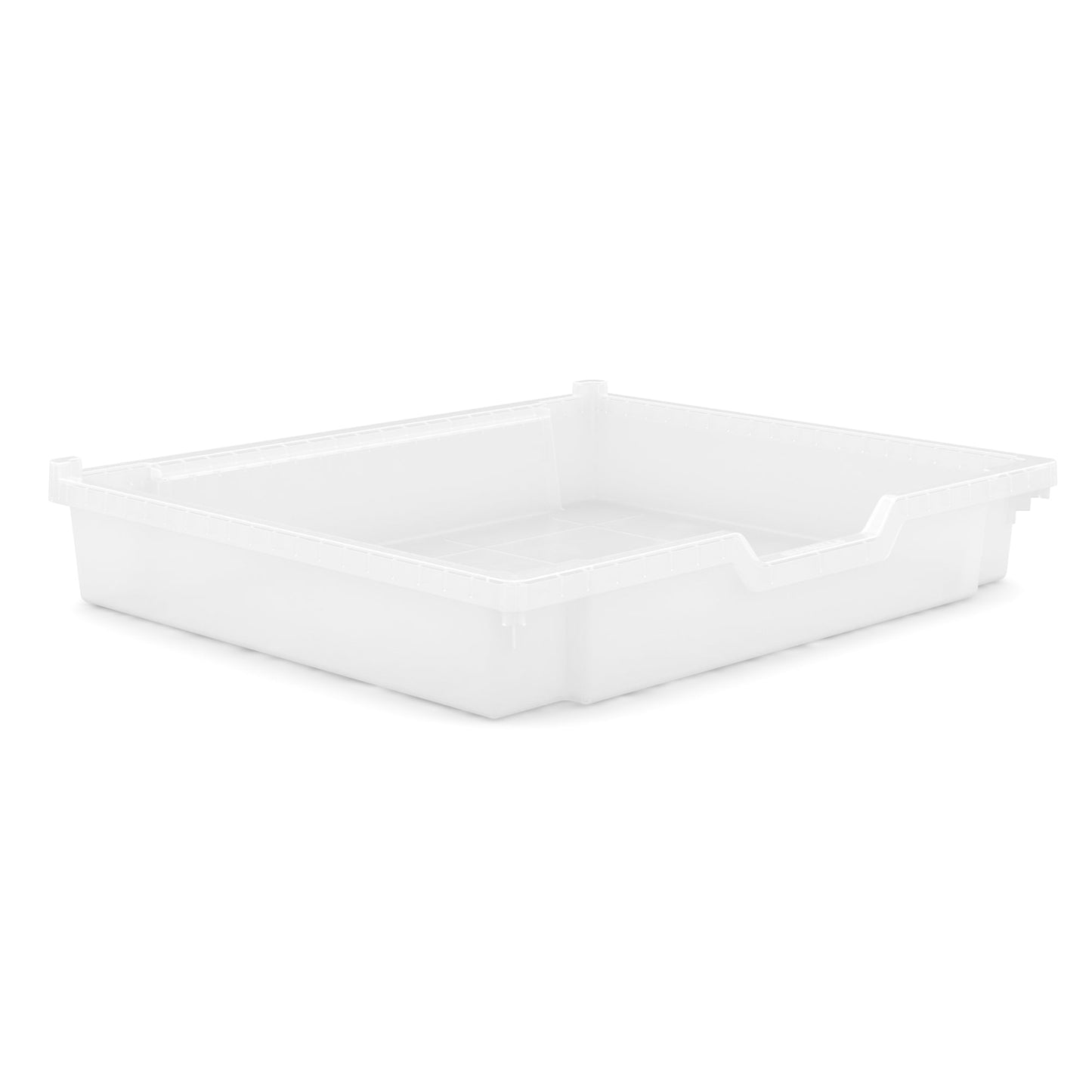 Gratnells Wide shallow tote 3" with moulded stops in translucent (20) pack of 8 (GRA - WS0120P8) - SchoolOutlet