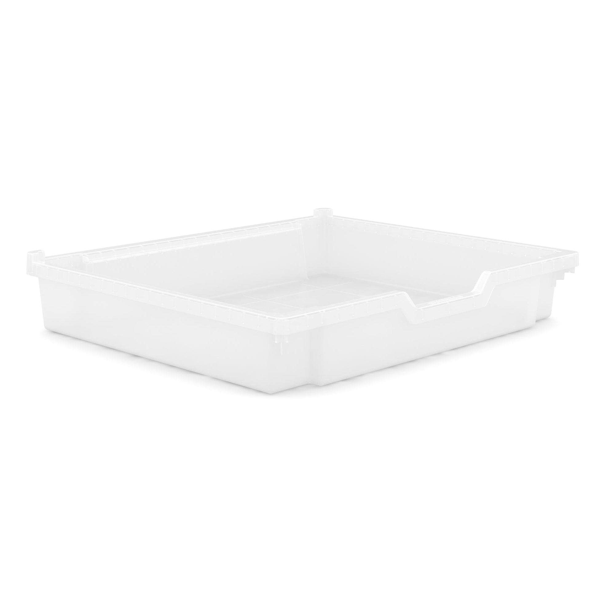 Gratnells Wide shallow tote 3" with moulded stops in translucent (20) pack of 8 (GRA - WS0120P8) - SchoolOutlet