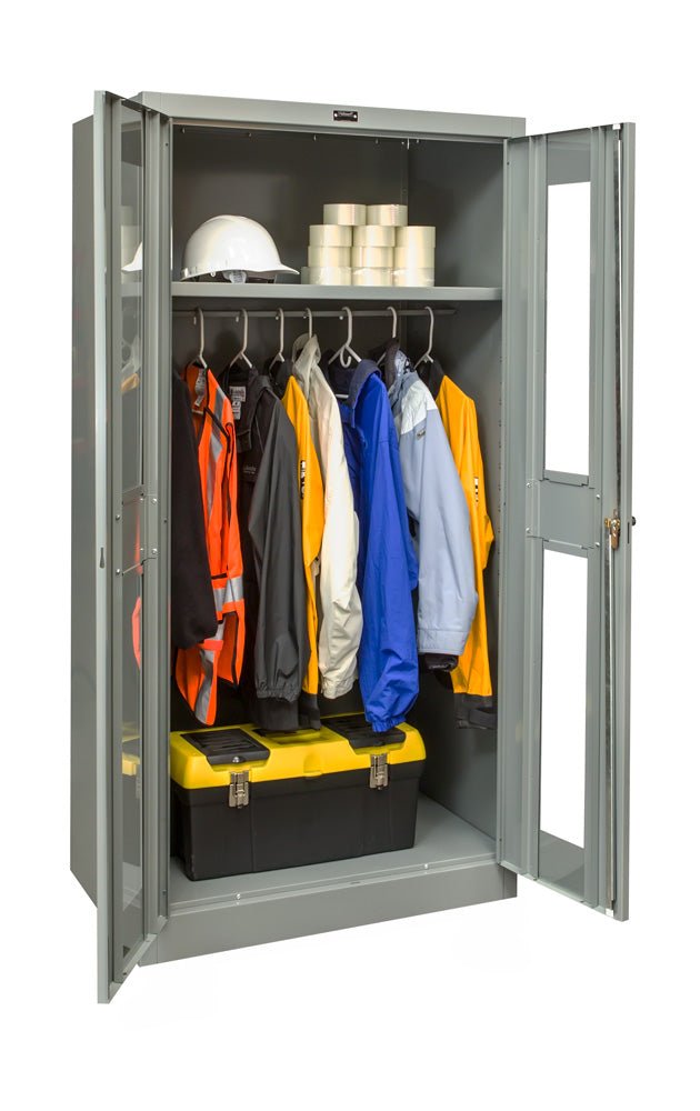 Hallowell 400 Series Commercial Steel Cabinet, Wardrobe Configuration w/ Safety View Double Door 36"W x 18"D x 72"H (HAL - 435W18SV) - SchoolOutlet