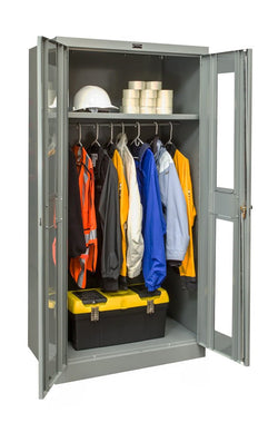 Hallowell 400 Series Commercial Steel Cabinet, Wardrobe Configuration w/ Safety View Double Door 36"W x 18"D x 72"H (HAL-435W18SV)