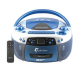HamiltonBuhl Ear AudioStar Boombox Radio, CD, USB, Cassette Player with Tape and CD to MP3 Converter - Blue (HML - 5050ULTRA) - SchoolOutlet