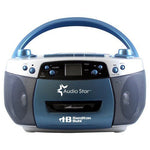 HamiltonBuhl Ear AudioStar Boombox Radio, CD, USB, Cassette Player with Tape and CD to MP3 Converter - Blue (HML - 5050ULTRA) - SchoolOutlet