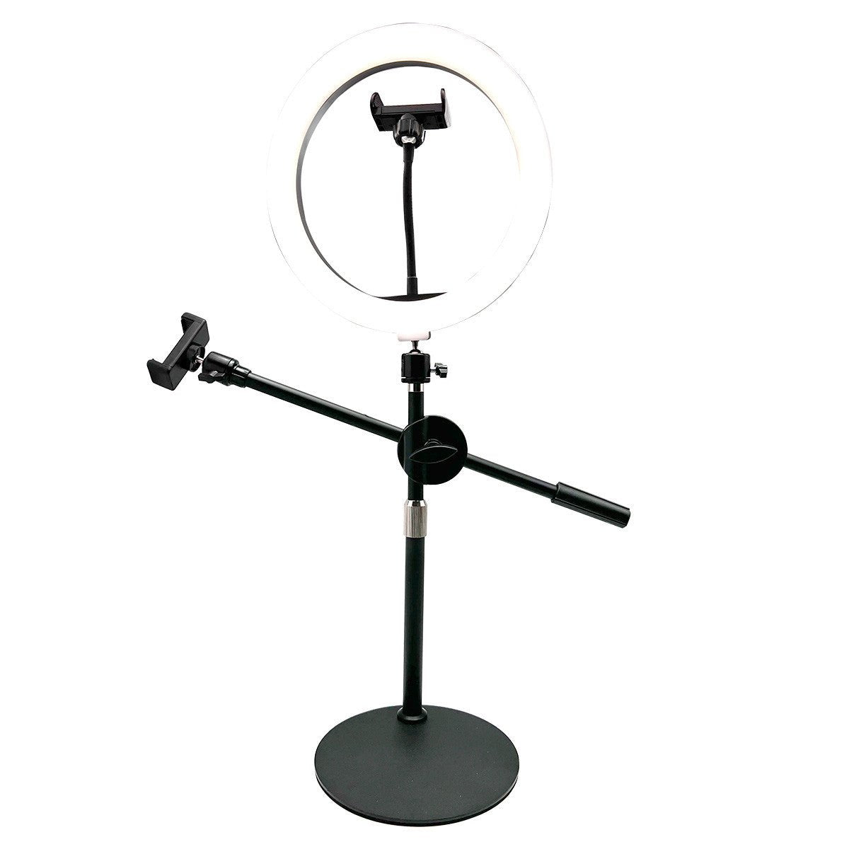 HamiltonBuhl Content Creators Set - Ring Light with Dual Smartphone Holders (HML - BLITE - MIC) - SchoolOutlet