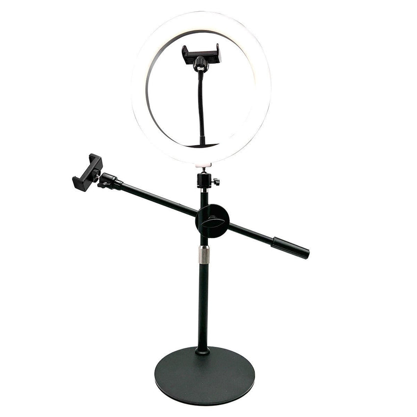 HamiltonBuhl Content Creators Set - Ring Light with Dual Smartphone Holders (HML - BLITE - MIC) - SchoolOutlet