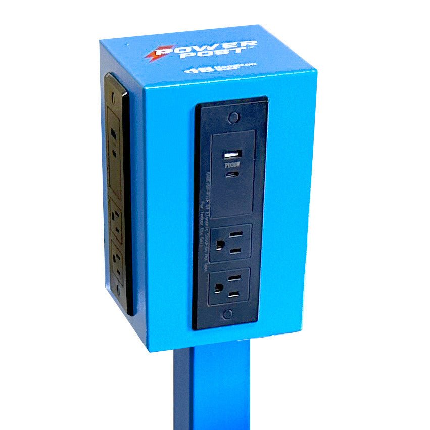 HamiltonBuhl PowerPost Mobile Charging Tower with 8 AC Outlets, 4 USB and 4 USB - C Ports (HML - CTB16) - SchoolOutlet