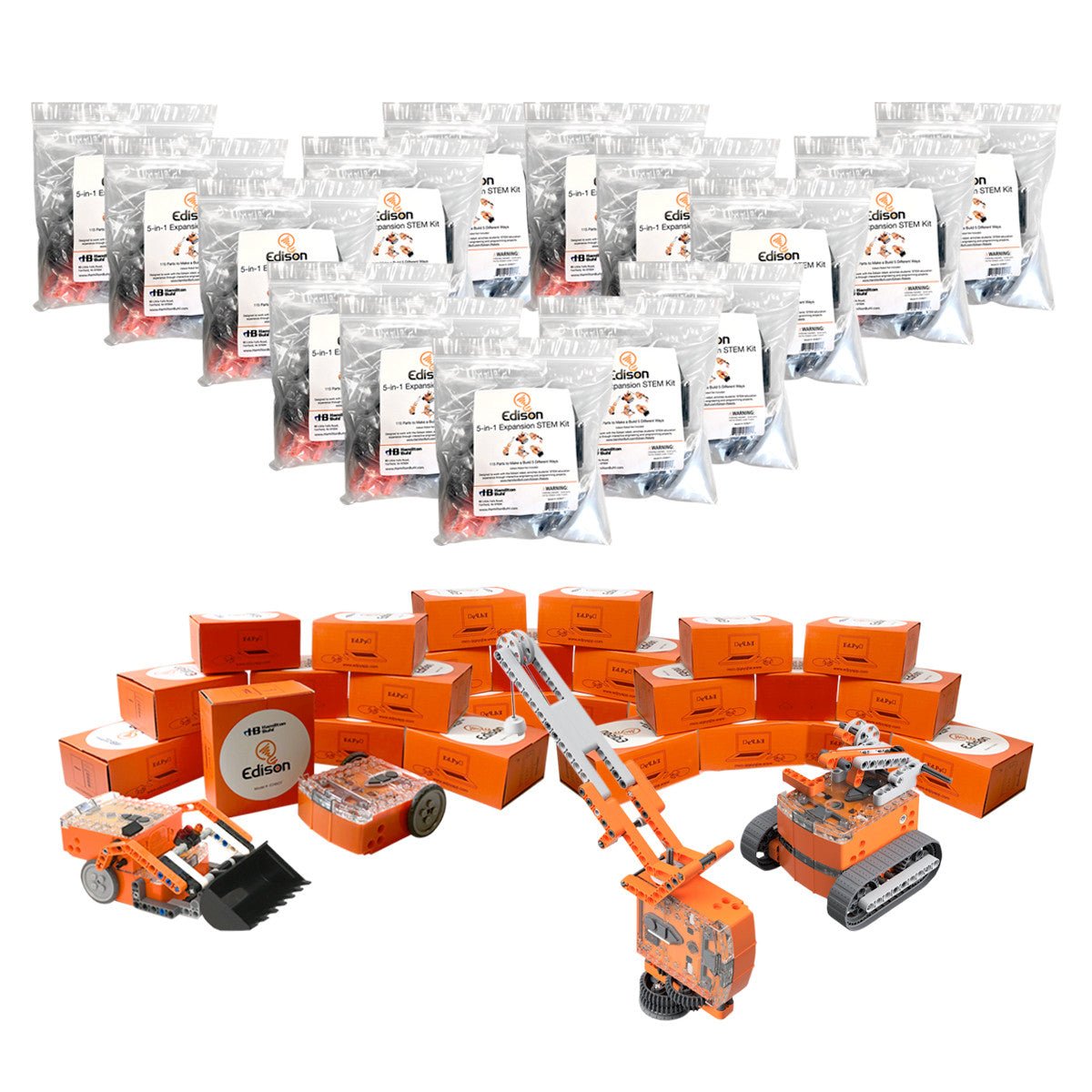 HamiltonBuhl Edison Educational Robot Kit - Set of 30 Edison Robots with 15 Edison Expansion Construction Kits - STEAM Education - Robotics and Coding (HML - EDIBOT - 30 - C) - SchoolOutlet