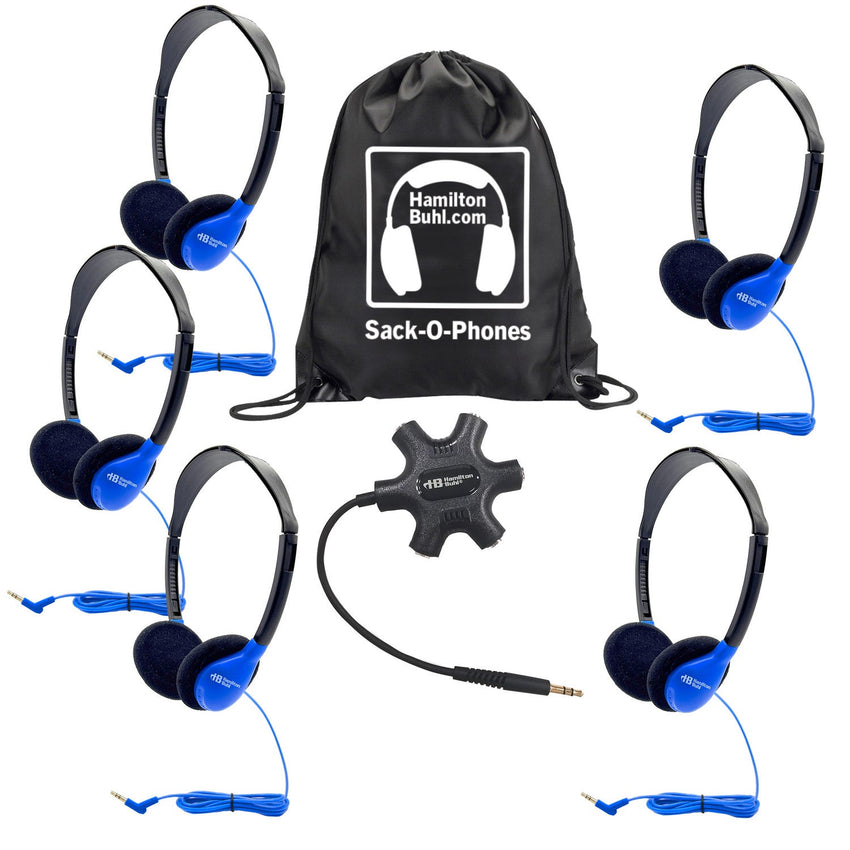 HamiltonBuhl Galaxy Econo - Line of Sack - O - Phones with 5 Personal - Sized HA2 Headphones, Starfish Jackbox and Carry Bag (HML - GJB5HA2 - XXX) - SchoolOutlet