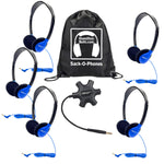 HamiltonBuhl Galaxy Econo - Line of Sack - O - Phones with 5 Personal - Sized HA2 Headphones, Starfish Jackbox and Carry Bag (HML - GJB5HA2 - XXX) - SchoolOutlet