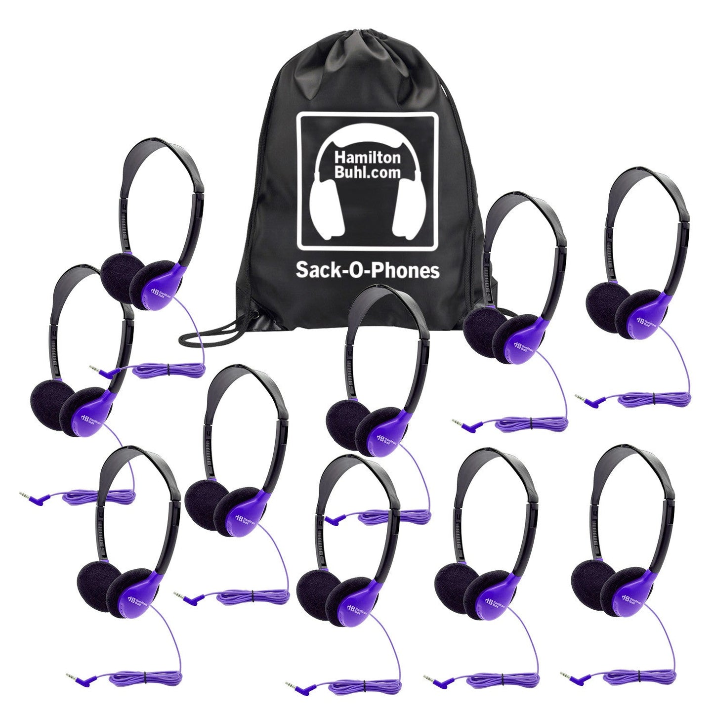 HamiltonBuhl Galaxy Econo - Line of Sack - O - Phones with 5 Personal - Sized HA2 Headphones, Starfish Jackbox and Carry Bag (HML - GJB5HA2 - XXX) - SchoolOutlet