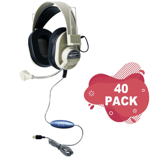 HamiltonBuhl Deluxe USB Headset with Gooseneck Microphone - 40 Pack (HML - HA - 66USBSM - 40) - SchoolOutlet