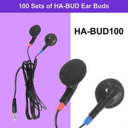 HamiltonBuhl Ear Bud Headphone- Pack 100 (HML-HA-BUD100)