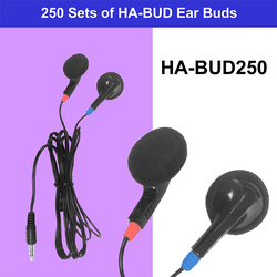 HamiltonBuhl Ear Bud Headphone- Pack 250 (HML-HA-BUD250)