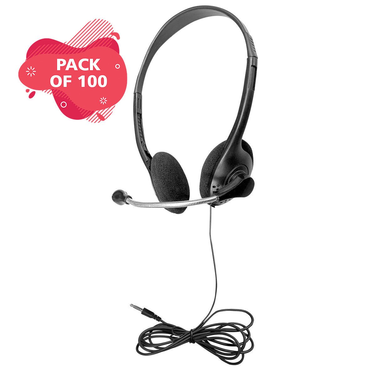 HamiltonBuhl Multi - Pack of 100 Personal Headsets with Steel - Reinforced Mic, TRRS Plug and Foam Ear Cushions (HML - HA2G - P100) - SchoolOutlet