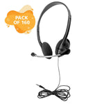 HamiltonBuhl Multi - Pack of 160 Personal Headsets with Steel - Reinforced Mic, TRRS Plug and Foam Ear Cushions (HML - HA2G - P160) - SchoolOutlet