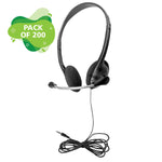 HamiltonBuhl Multi - Pack of 200 Personal Headsets with Steel - Reinforced Mic, TRRS Plug and Foam Ear Cushions (HML - HA2G - P200) - SchoolOutlet