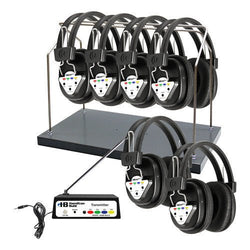 HamiltonBuhl AudioFlow Wireless 6-Person Listening Center with Multi-Frequency Transmitter, Wireless Headphones and Rack (HML-HH/W906-MULTI)