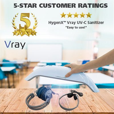 HamiltonBuhl HygenX Vray Portable UV Sanitizer - High Intensity Portable and Cordless UV - C Sanitizer - Kills 99.9% of Bacteria (HML - HYGENX - VRAY) - SchoolOutlet