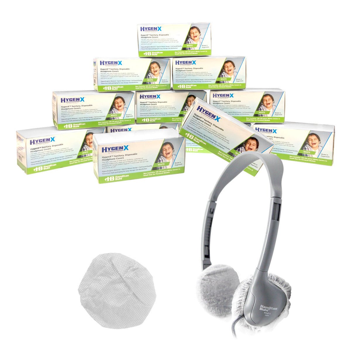 HamiltonBuhl HygenX Sanitary, Disposable Ear Cushion Covers for 2.5" Personal - Sized Headphones and Headsets (Master Carton, 600 Pairs) (HML - HYGENXWR25 - XXX) - SchoolOutlet