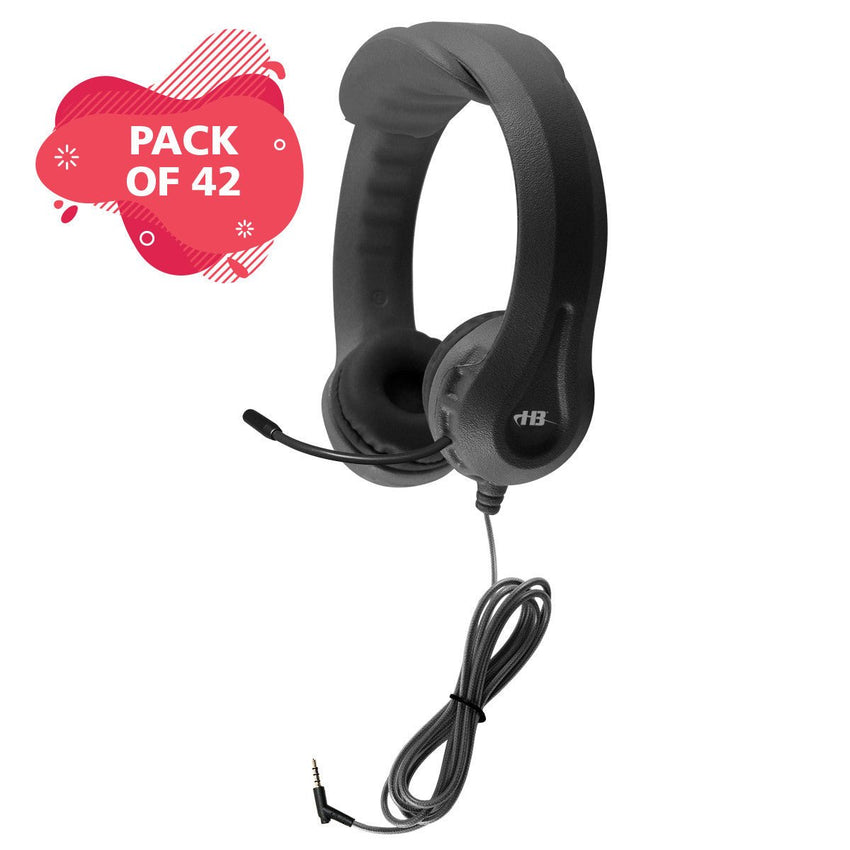 HamiltonBuhl Flex - Phones TRRS Headset with Gooseneck Microphone for K - 5 - 42 Pack (HML - KFX2BLK - 42) - SchoolOutlet