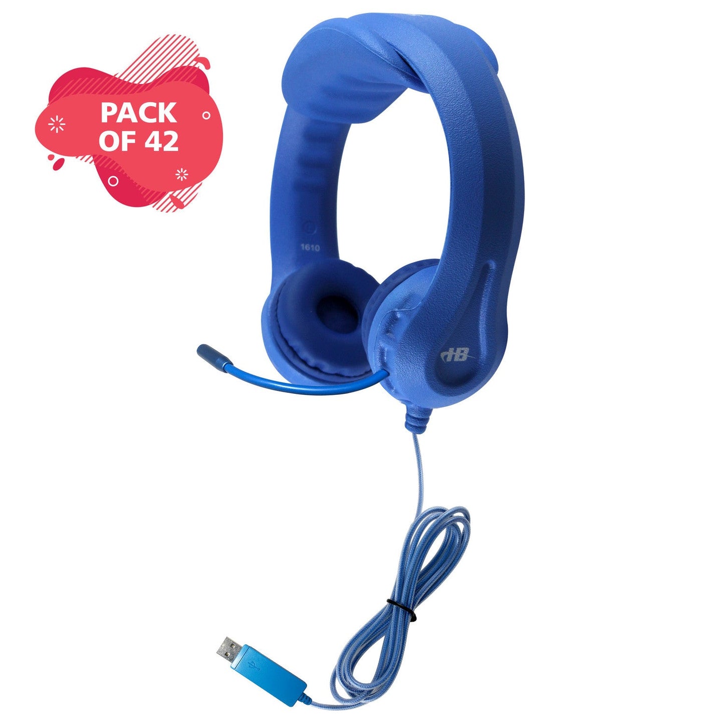 HamiltonBuhl Flex - Phones USB Kids Headset with Gooseneck Microphone BLUE - 42 Pack (HML - KFX2UBLU - 42) - SchoolOutlet