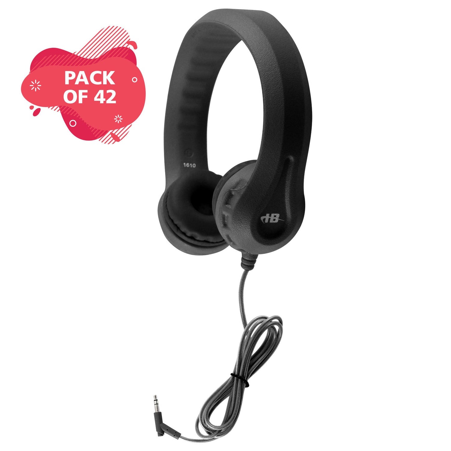 HamiltonBuhl USB - C Flex - Phones Virtually Indestructible EVA Foam Headphones – Black with Blue Ear Cushions - 42 Pack (HML - KIDS - XXX - 42) - SchoolOutlet