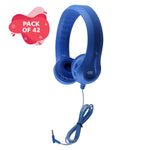 HamiltonBuhl USB - C Flex - Phones Virtually Indestructible EVA Foam Headphones – Black with Blue Ear Cushions - 42 Pack (HML - KIDS - XXX - 42) - SchoolOutlet