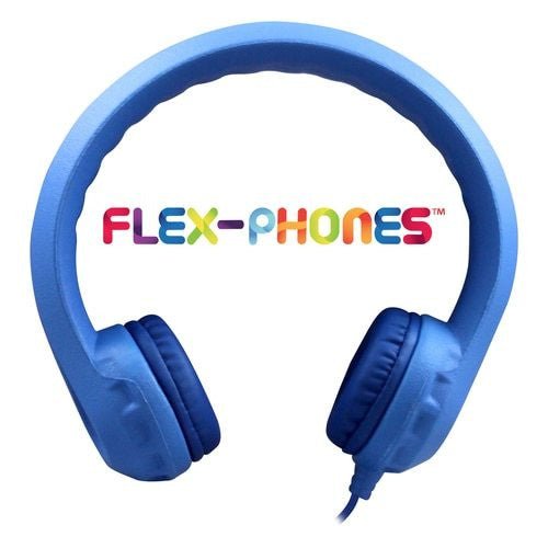 HamiltonBuhl USB - C Flex - Phones Virtually Indestructible Foam Headphones – Black with Blue Ear Cushions (HML - KIDS - XXX) - SchoolOutlet