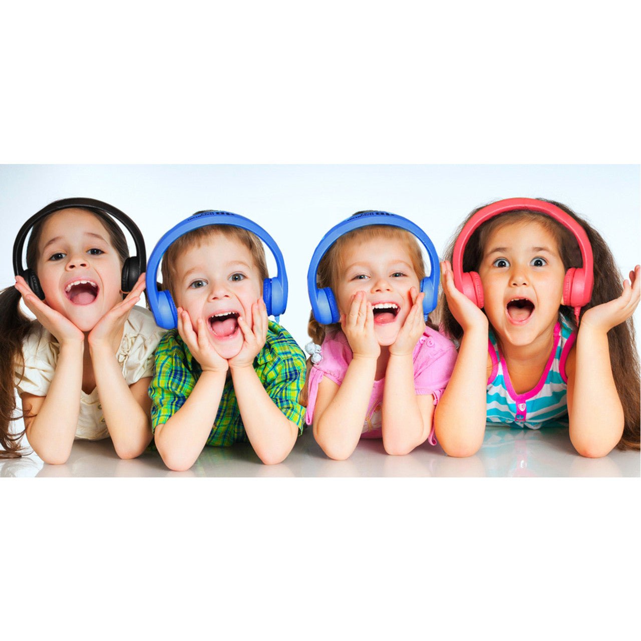 HamiltonBuhl Flex - Phones Virtually Indestructible Foam Headphones - Color Pack - BLUE, BLACK, RED, GREEN and PURPLE (HML - KIDS - C5) - SchoolOutlet