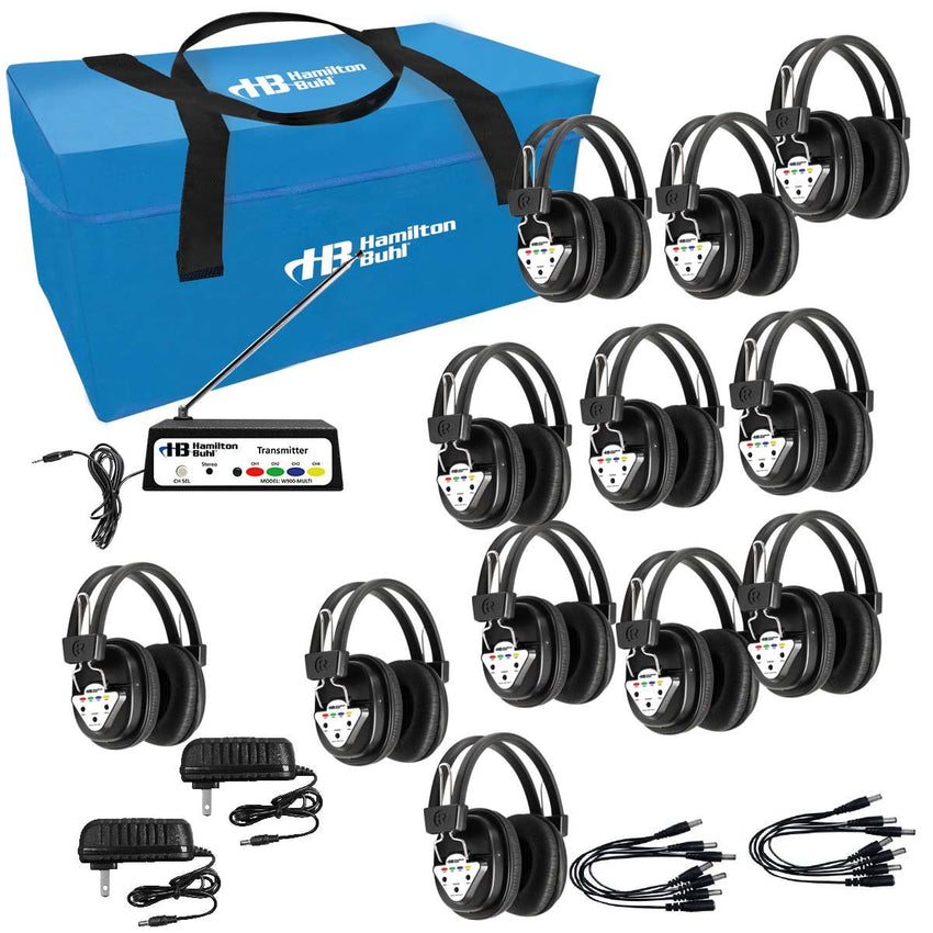 HamiltonBuhl 12 - Station Wireless Listening Center with Wireless Multi - Channeled Transmitter and Headphones (HML - LCP/12/901) - SchoolOutlet